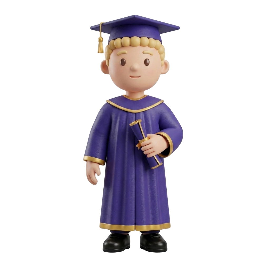 A student in a graduation gown and cap